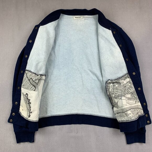 Taylor Stitch Mens Bomber Jacket 38 Small Blue Snap Button Up Fleece Lined USA - Picture 4 of 9